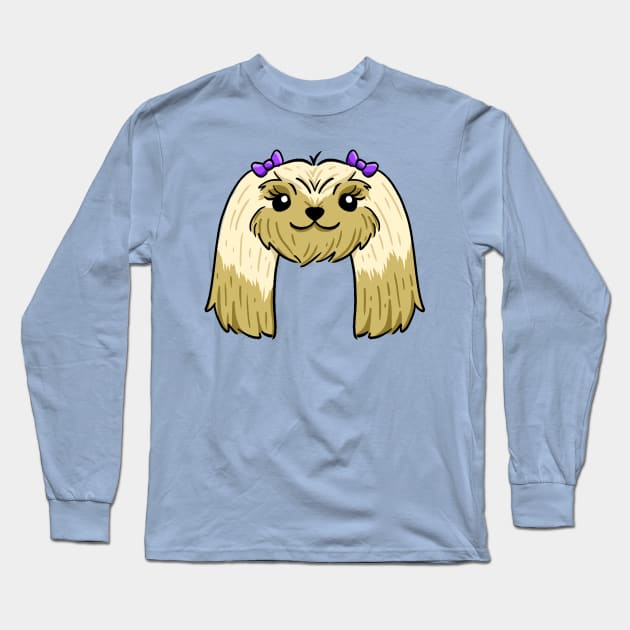 Cute mid long haired shih tzu Long Sleeve T-Shirt by Pingolito